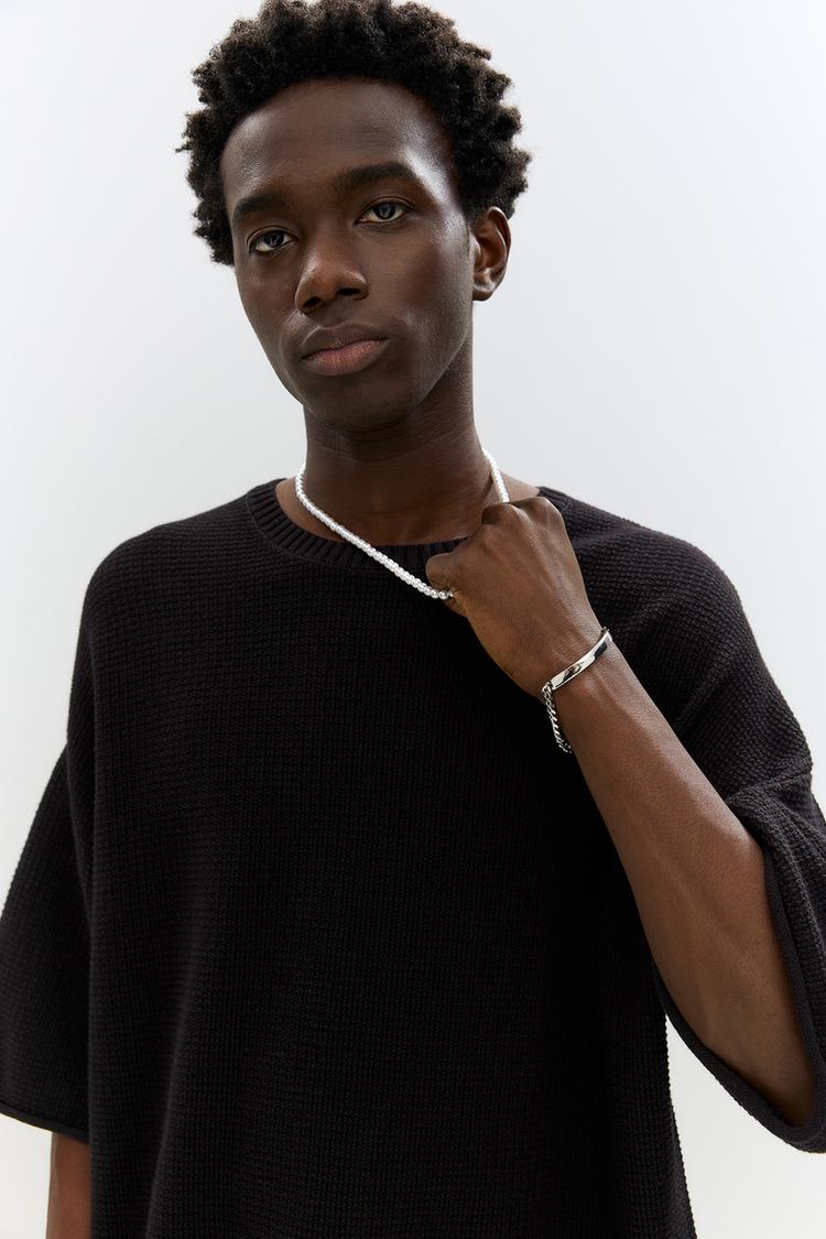 Pull&bear T-shirt De Estrutura Waffle Preta