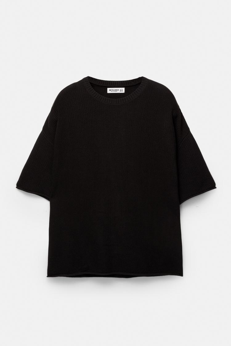 Pull&bear T-shirt De Estrutura Waffle Preta