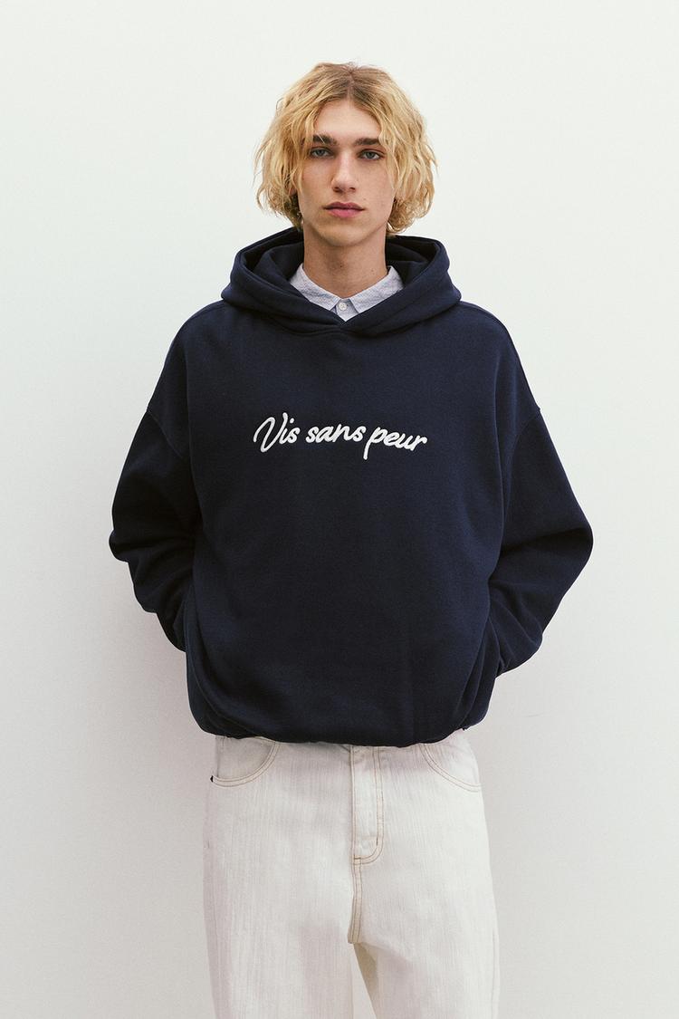 Pull&bear Hoodie Com Mensagem Sans Peur