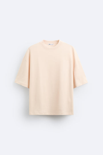 Zara T-Shirt Oversized Com Estrutura Rosa