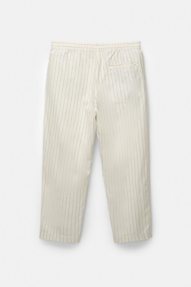 Pull&Bear Calças Jogger As Riscas De Linho Branca