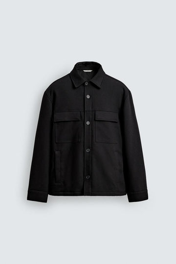 Zara Camisa Comprida Acolchoada Soft Preta
