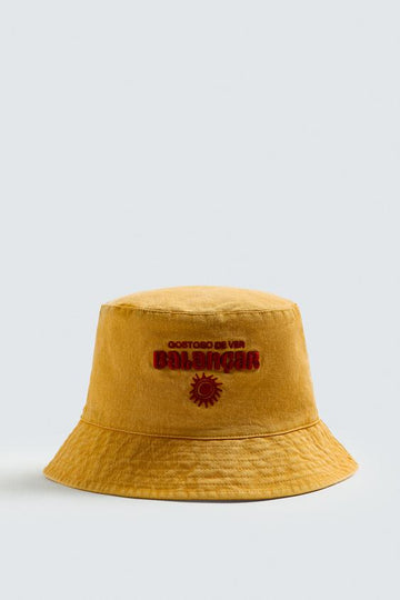 Zara Chapéu Bucket De Logo Amarelo