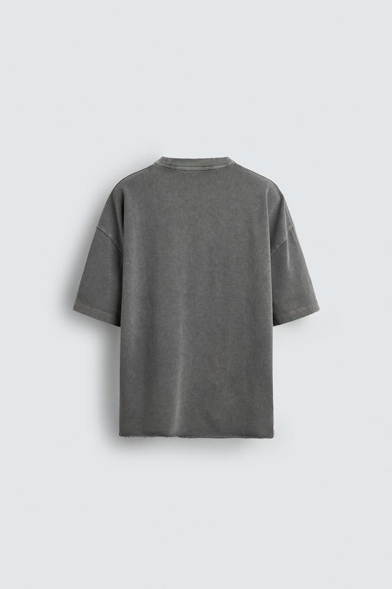 Zara Sweatshirt Boxy Fit Estrutura Cinza Lavado