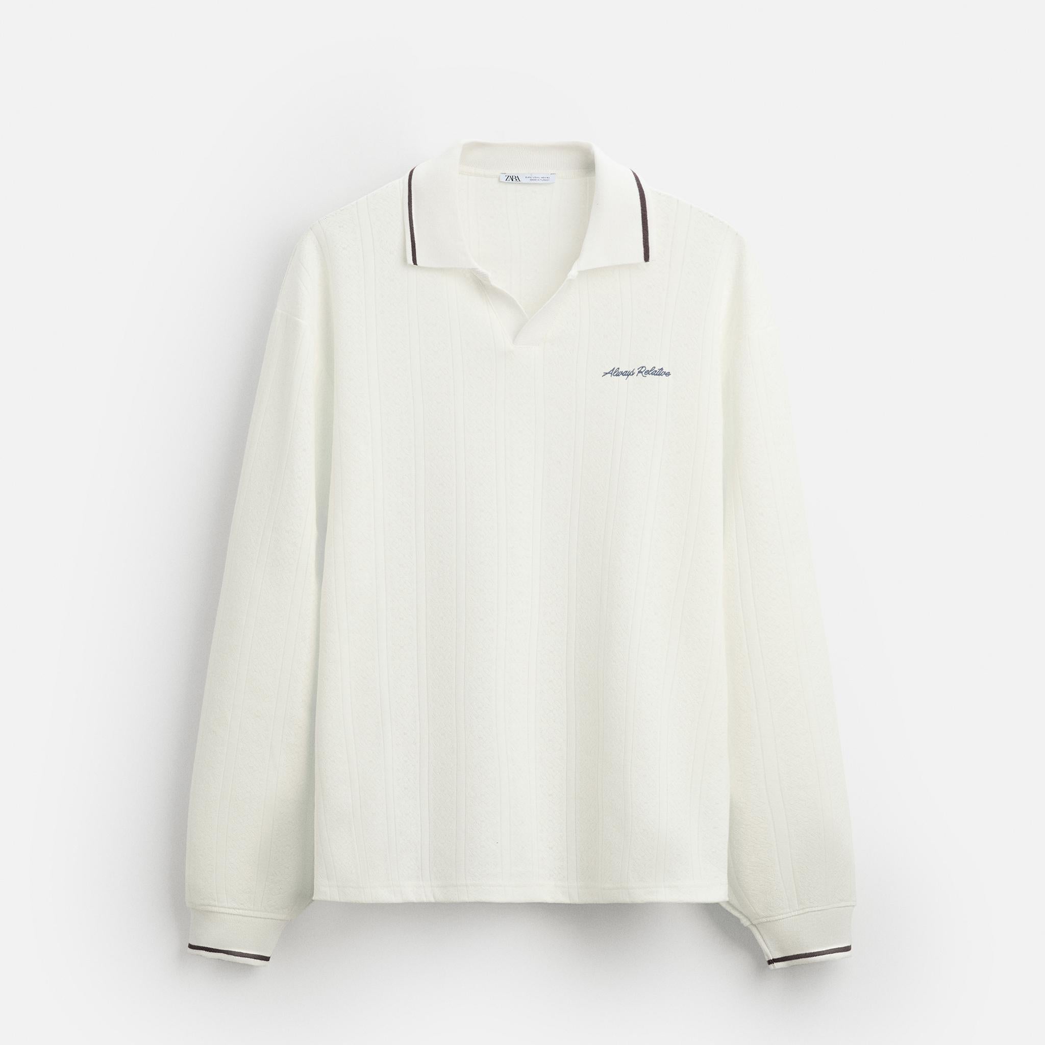 Zara Polo Embroidered Jacquard Branco