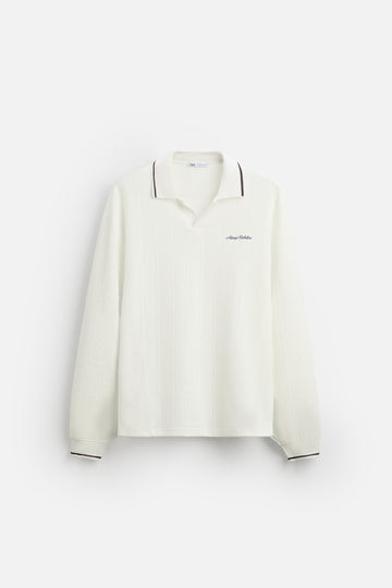 Zara Polo Embroidered Jacquard Branco