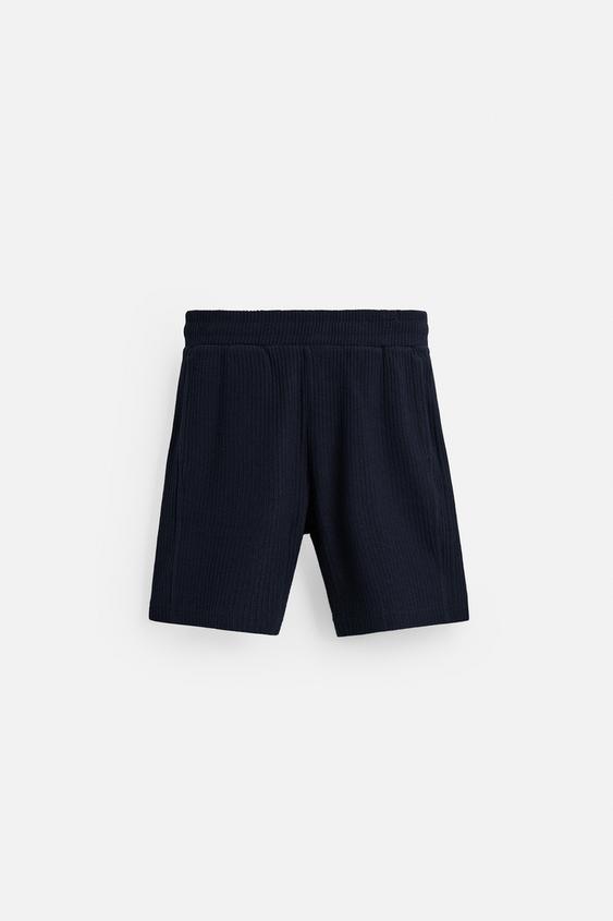 Zara Calções Bermuda Estrutura Rendada Azul Marinho