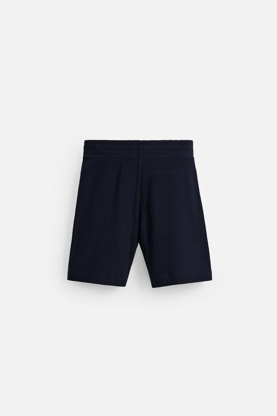Zara Calções Bermuda Estrutura Rendada Azul Marinho