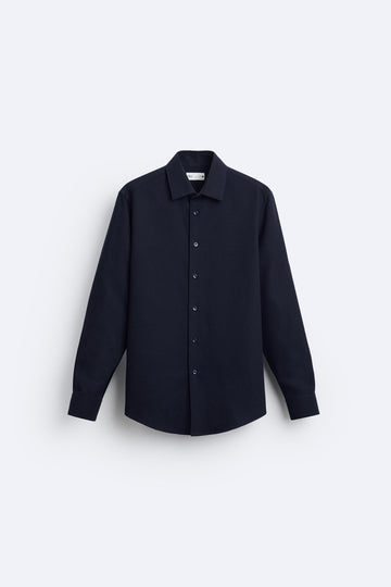 Zara Camisa Easy Care Com Estrutura Azul Marinho