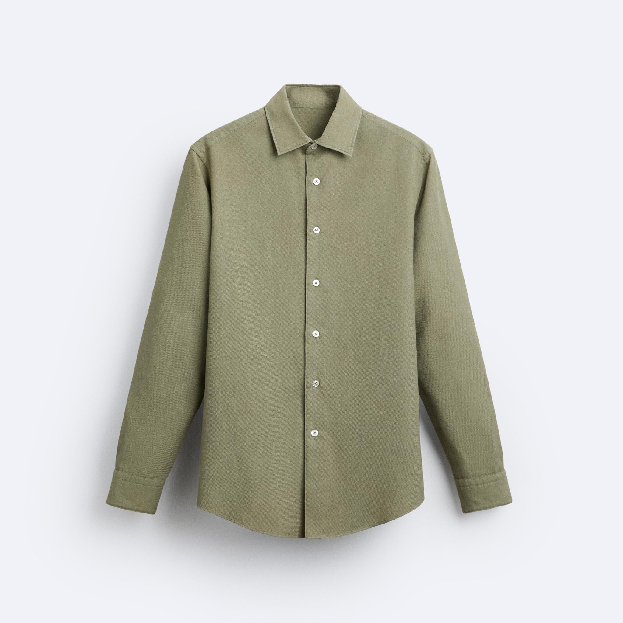 Zara Camisa Easy Care Com Estrutura Verde