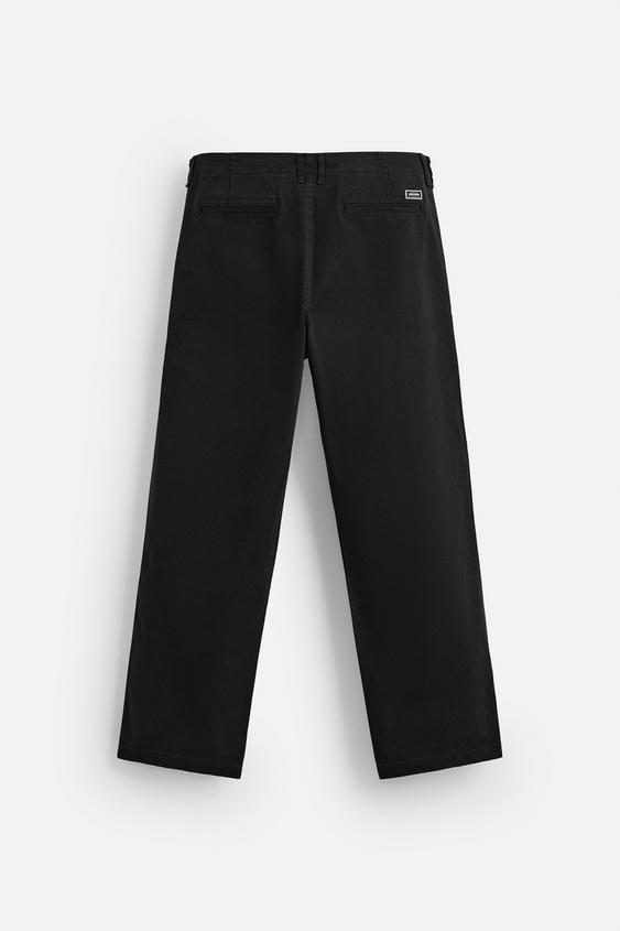 Zara Calças Chinos Relaxed Fit Preta