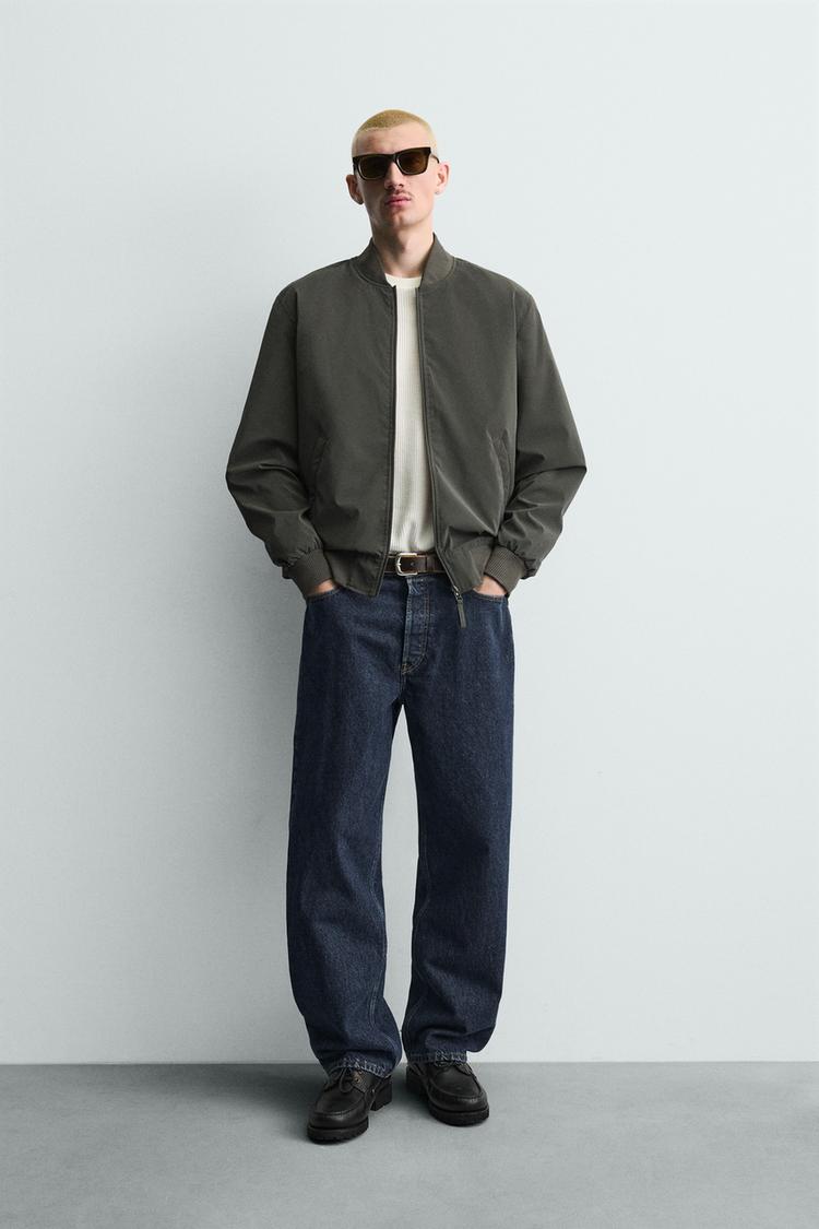 Zara Blusão Bomber Técnico Verde Cinzento