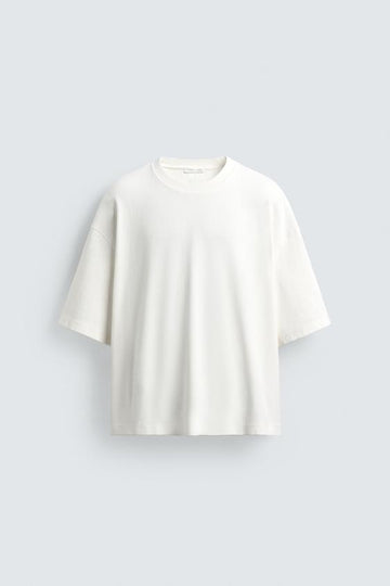Zara Sweatshirt Boxy Fit estrutura Beige Claro