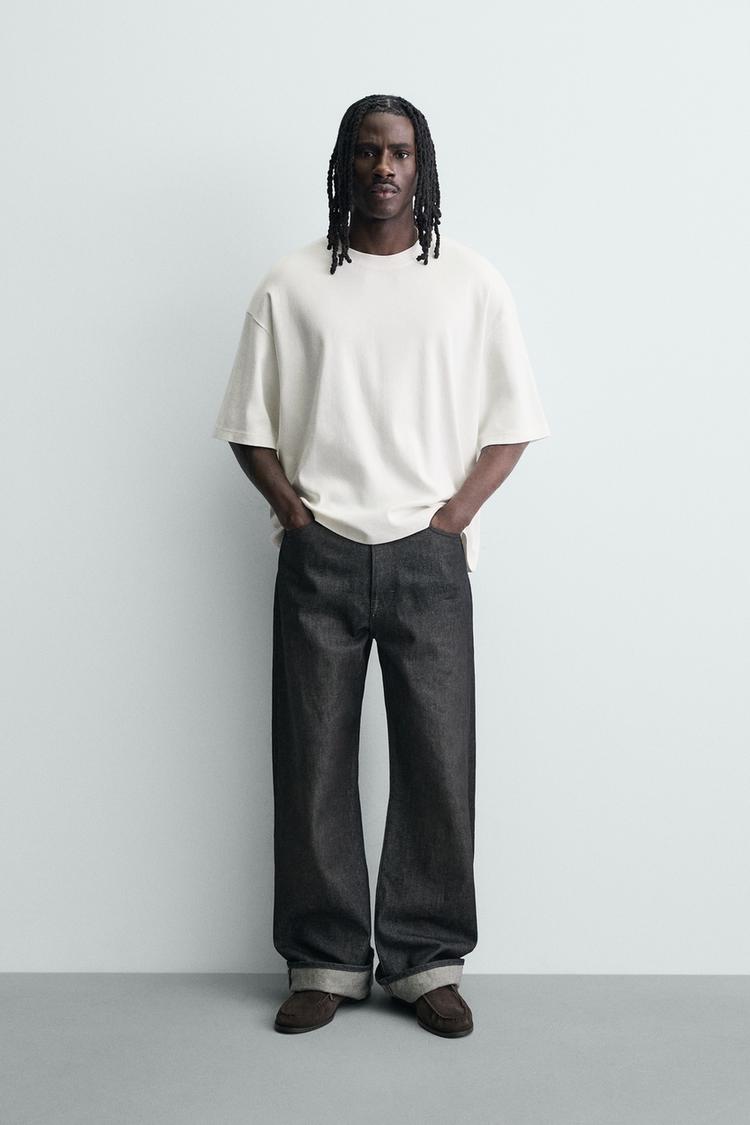 Zara Sweatshirt Boxy Fit estrutura Beige Claro