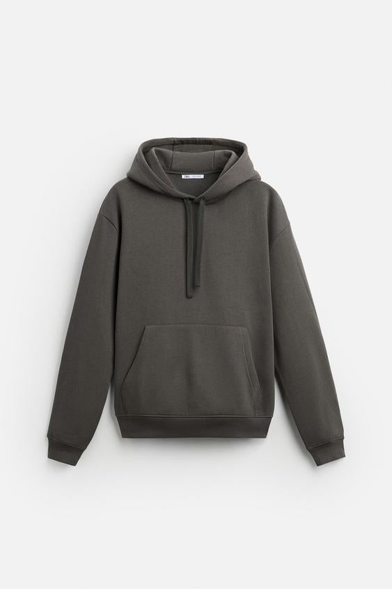 Zara Hoodie Basica Cinzento Antracito