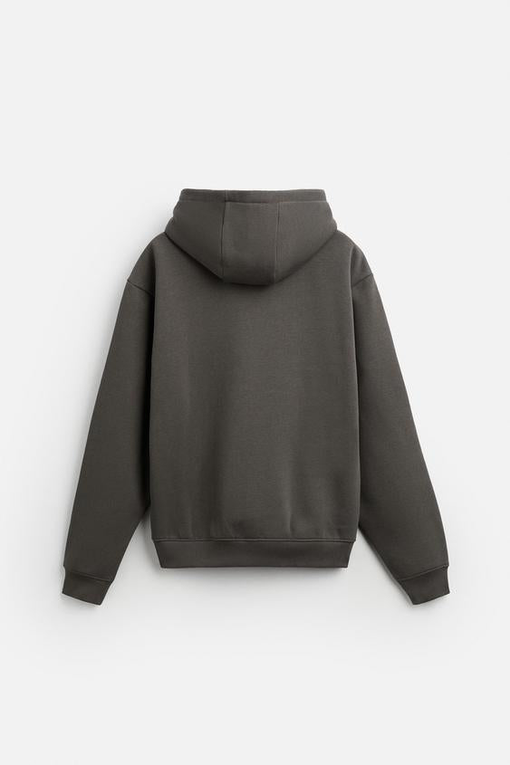 Zara Hoodie Basica Cinzento Antracito