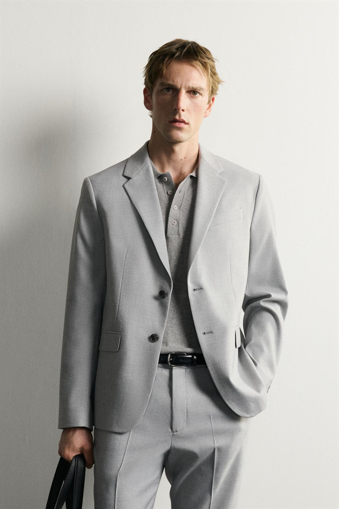 Zara Blazer De Fato Conforto Cinza