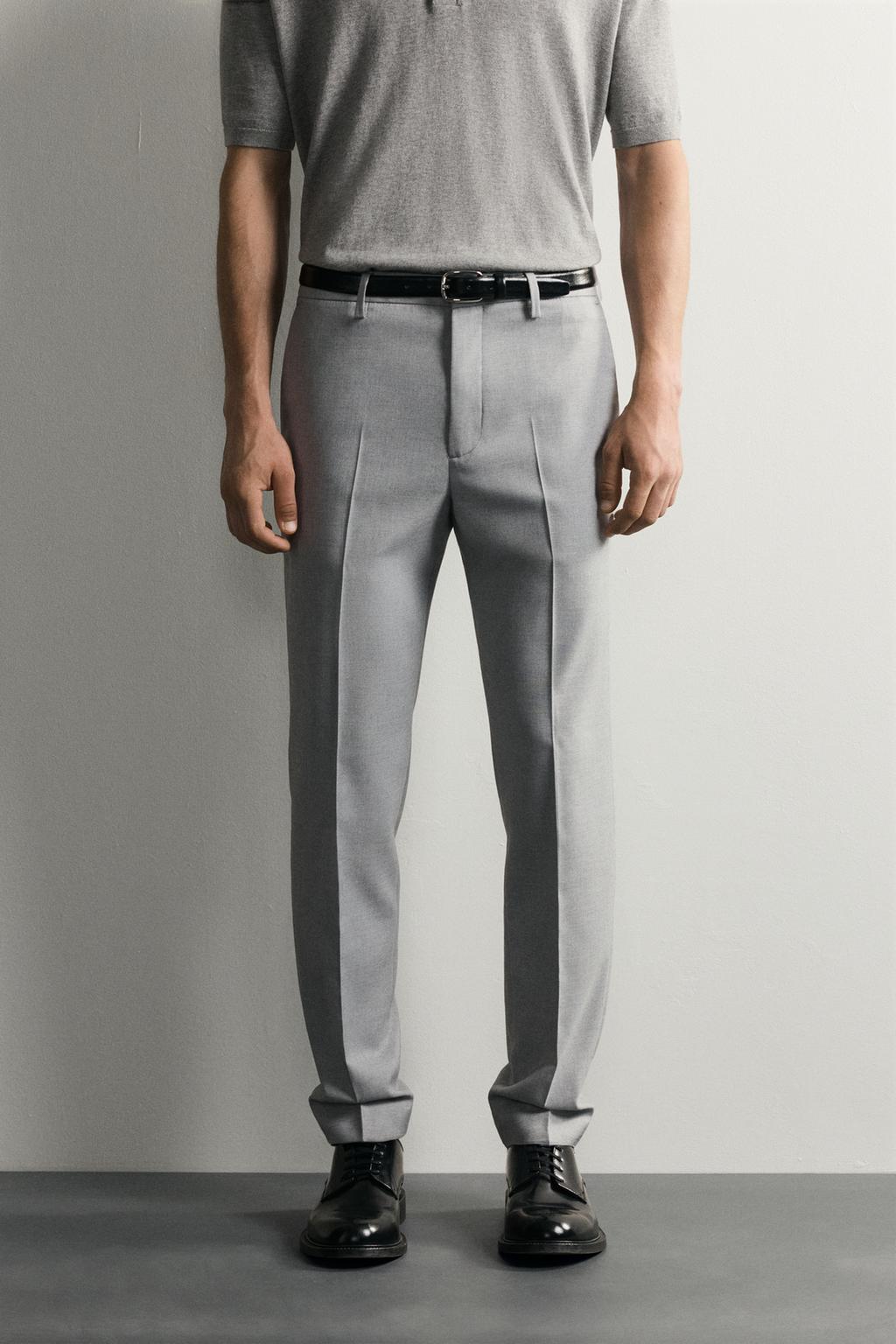 Zara Calças De Fato Conforto Cinza
