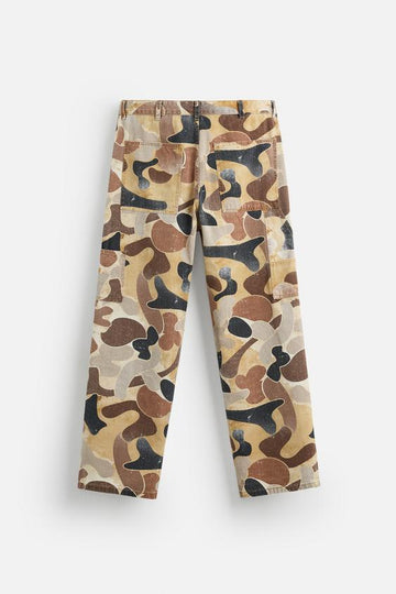 Zara Calças  Com Espampado Abstrato Bege