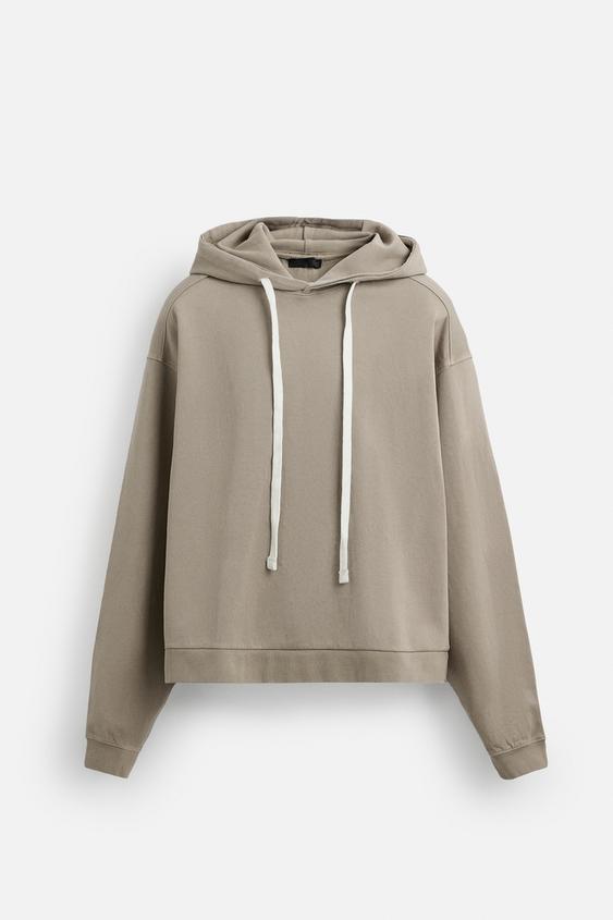 Zara Hoodie Com Mensagem Cinzento
