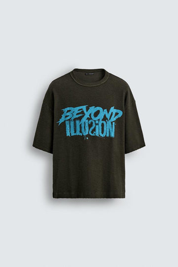 Zara T-shirt De Malha Com Estampado Em Estampado Em Contraste