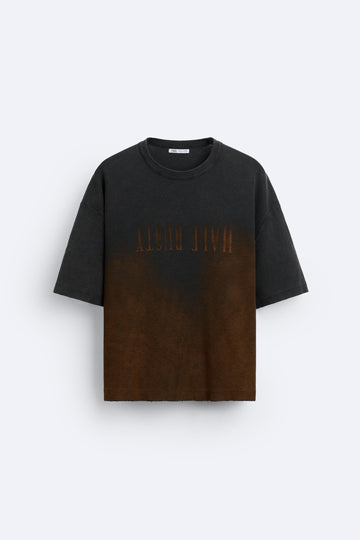 Zara T-Shirt De Malha Com Estampado Abstrado