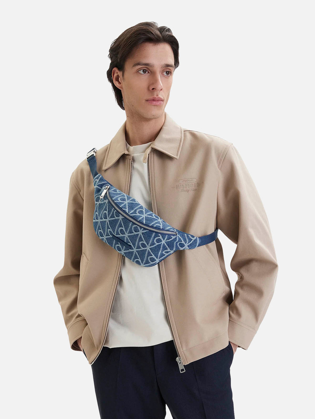 Calvin Klein Pochete Denim Logo Jacquard Azul