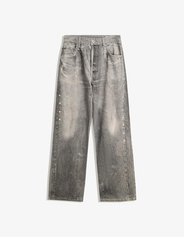 Bershka Calças Jeans Baggy Estampado