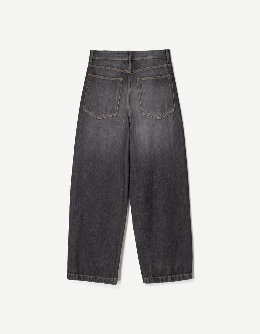 Bershka  Calças Jeans Super Baggy Cinza Escuro