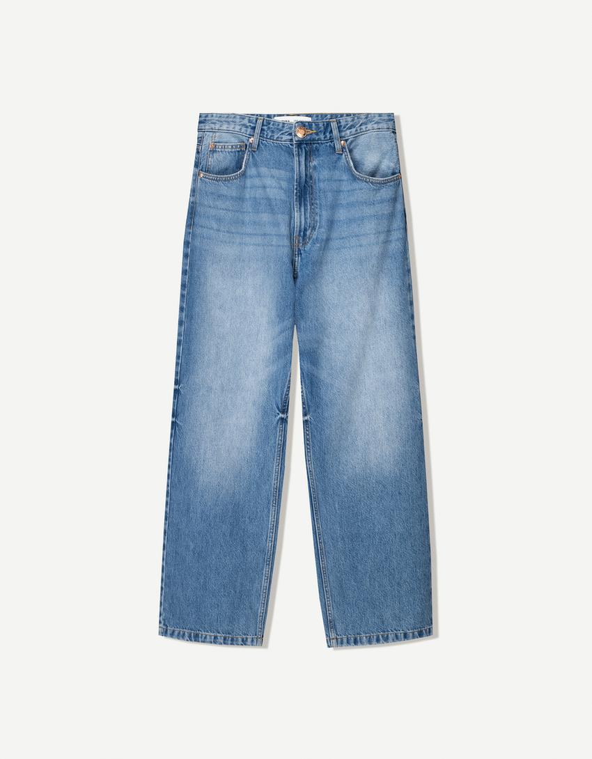 Bershka Calças Jeans Baggy Azul Lavado