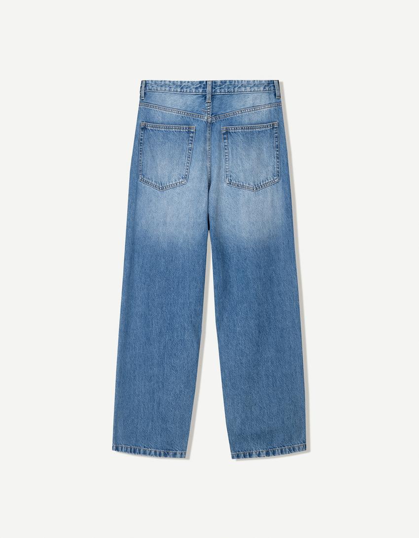 Bershka Calças Jeans Baggy Azul Lavado