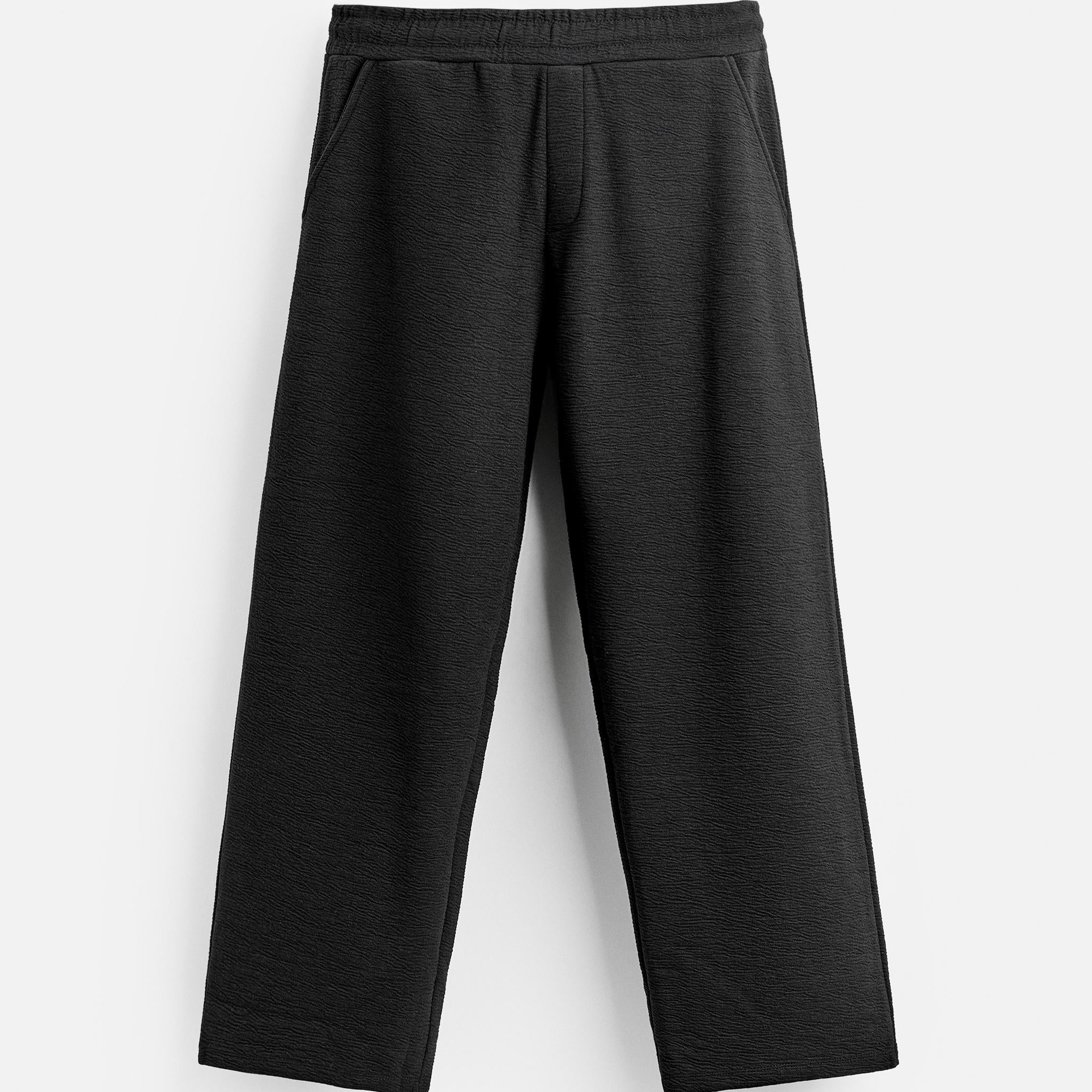 Zara Calças Jogger Jacquard Relieve Preta