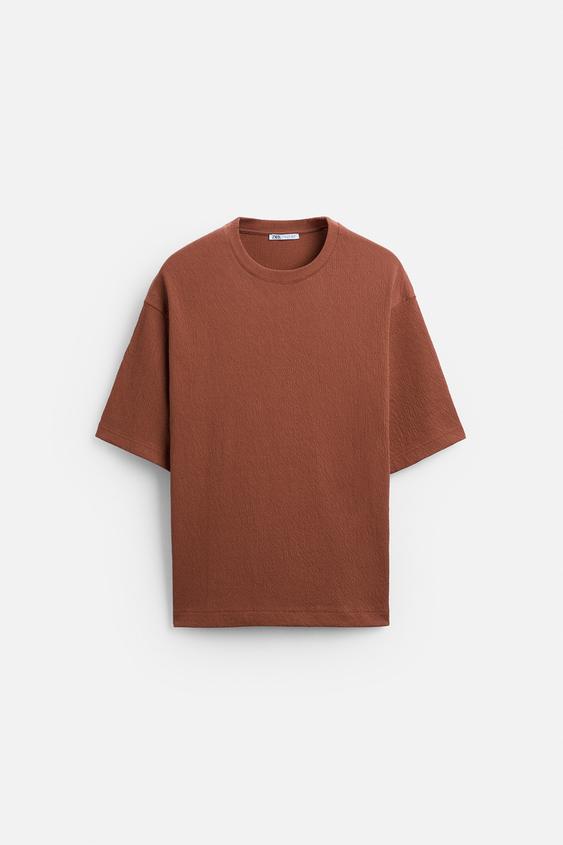 Zara T-Shirt Com Estrutura Ocre