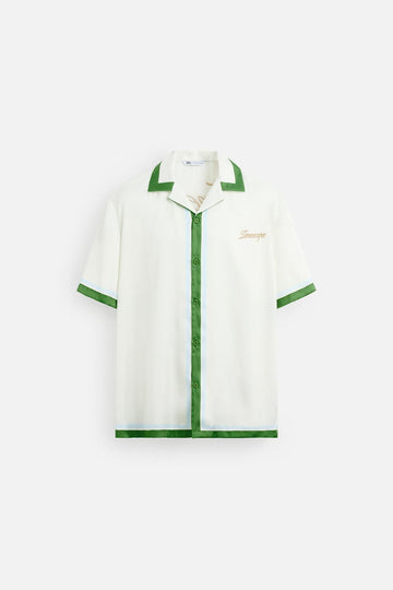 Zara Camisa De Cetim Com Faixas Verdes