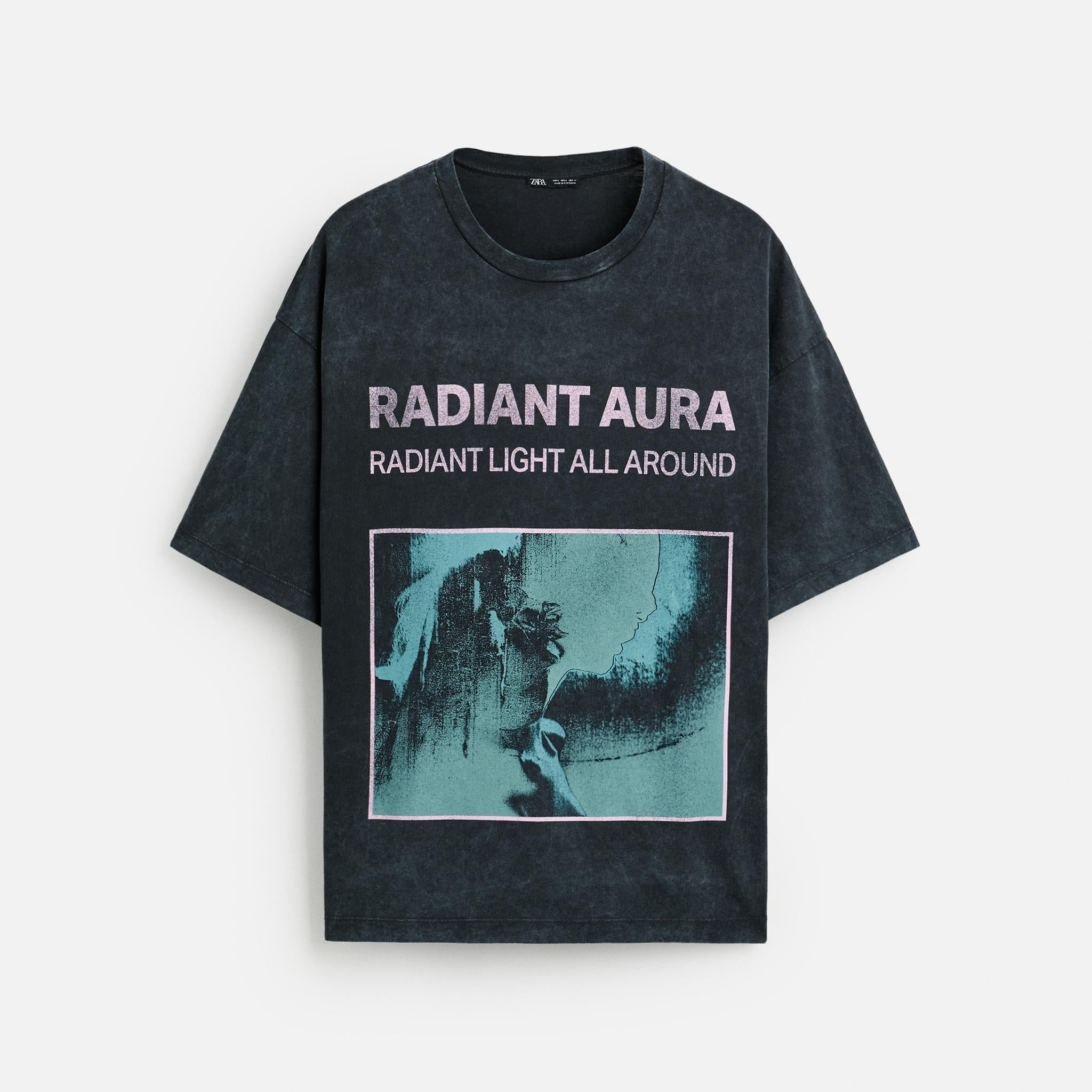 Zara T-Shirt Com Estampado Lavado