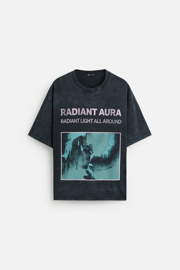 Zara T-Shirt Com Estampado Lavado