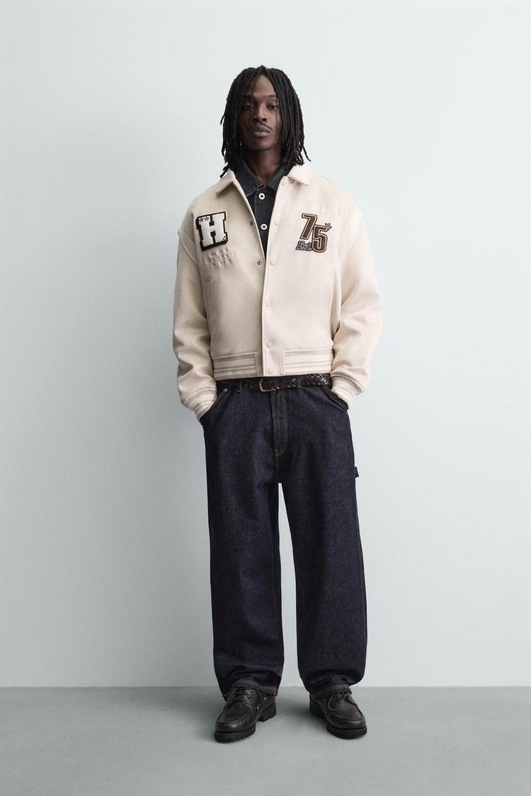Zara Blusão Bomber Branco Cru