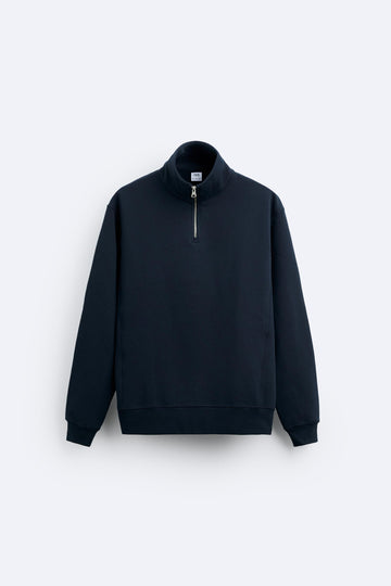 Zara Blusão Quarter Zip Azul Marinho