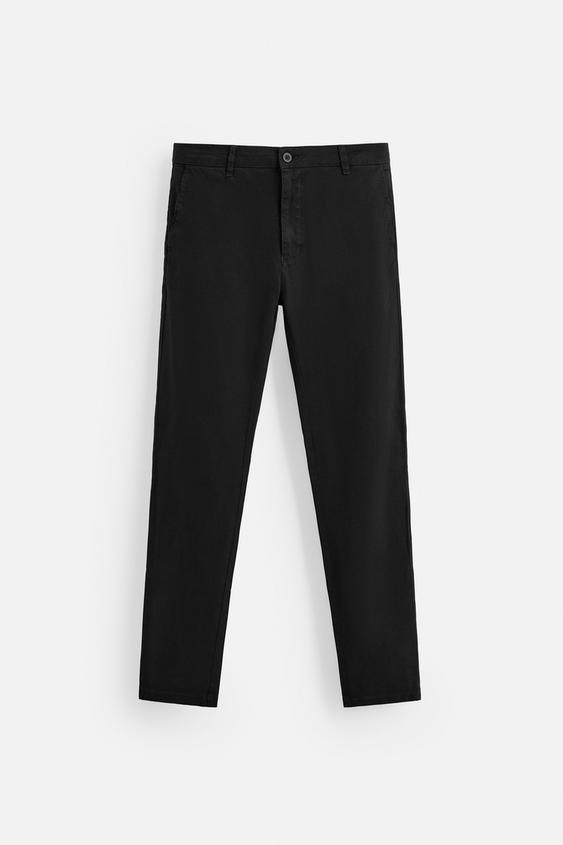 Zara Calças Chino Skinny Fit Preta