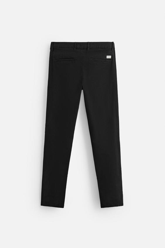 Zara Calças Chino Skinny Fit Preta
