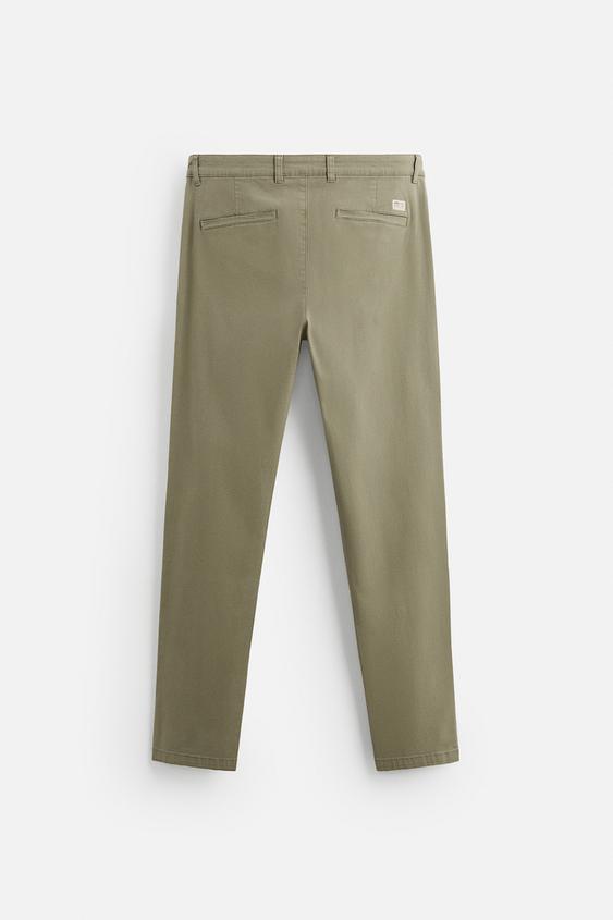 Zara Calças Chino Skinny Fit Verde