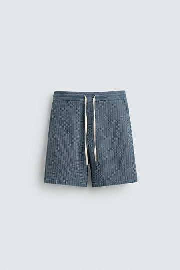 Zara Calções Bermuda Estrutura Jacquard Azul