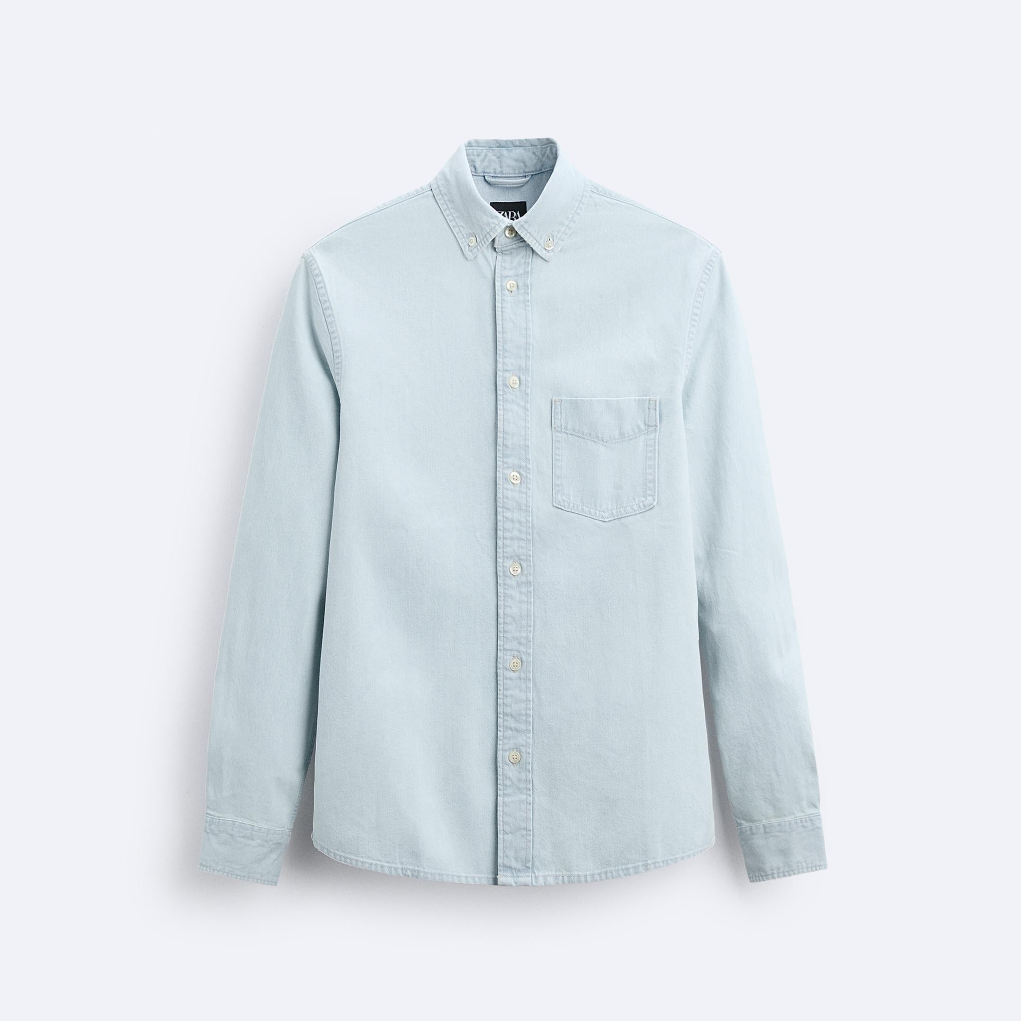 Zara Camisa Denim Azul Claro