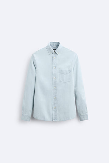 Zara Camisa Denim Azul Claro