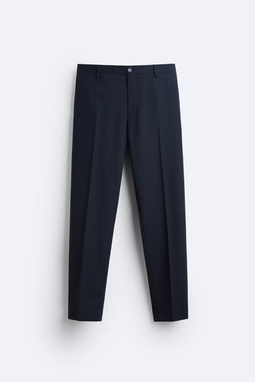 Zara Calça Formal De Estrutura Azul Marinho