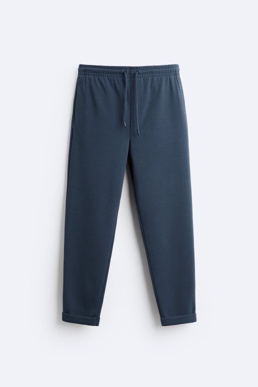 Zara Calças De Cintura Jogger Easy Care Azul