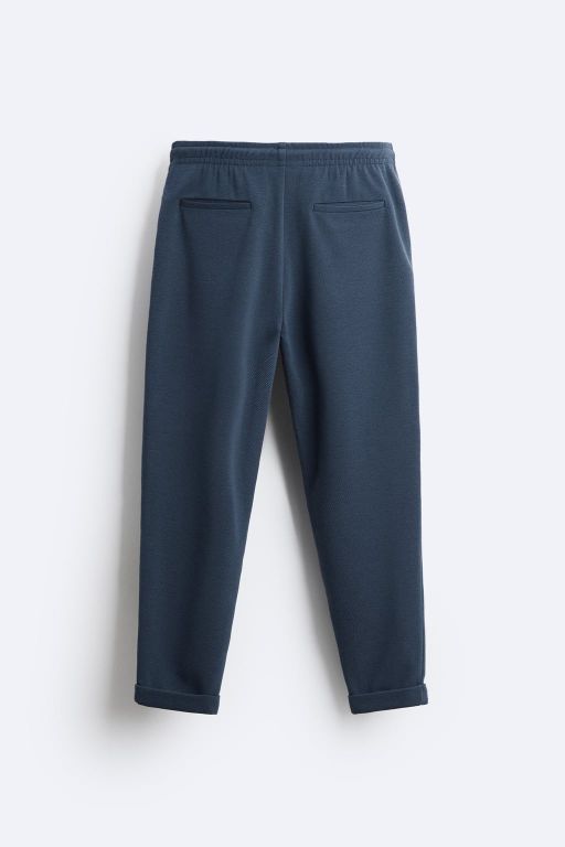 Zara Calças De Cintura Jogger Easy Care Azul