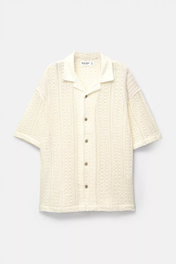 Pull&bear Camisa De Estrutura Crochet Creme