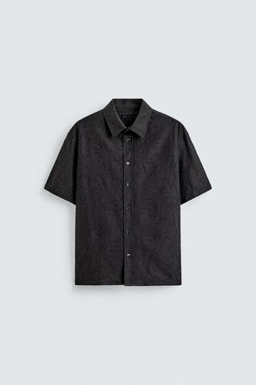 Zara Camisa Floral Jacquard Cizento