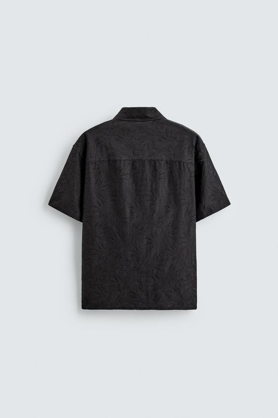 Zara Camisa Floral Jacquard Cizento